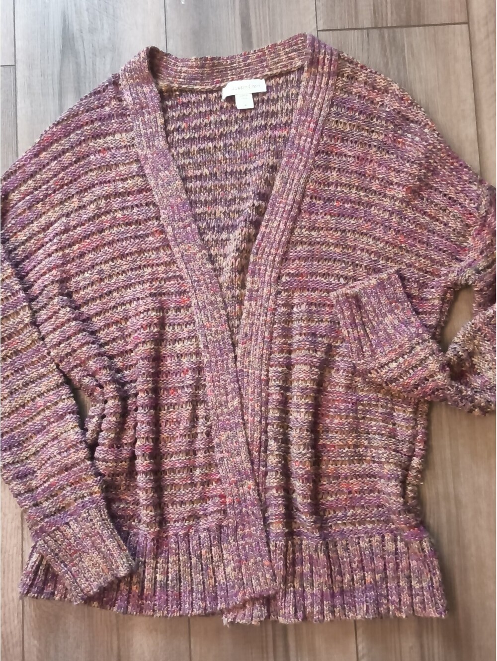 Coldwater Creek Women's Large Multicolor Chunky Knit Cardigan Sweater Silk Blend